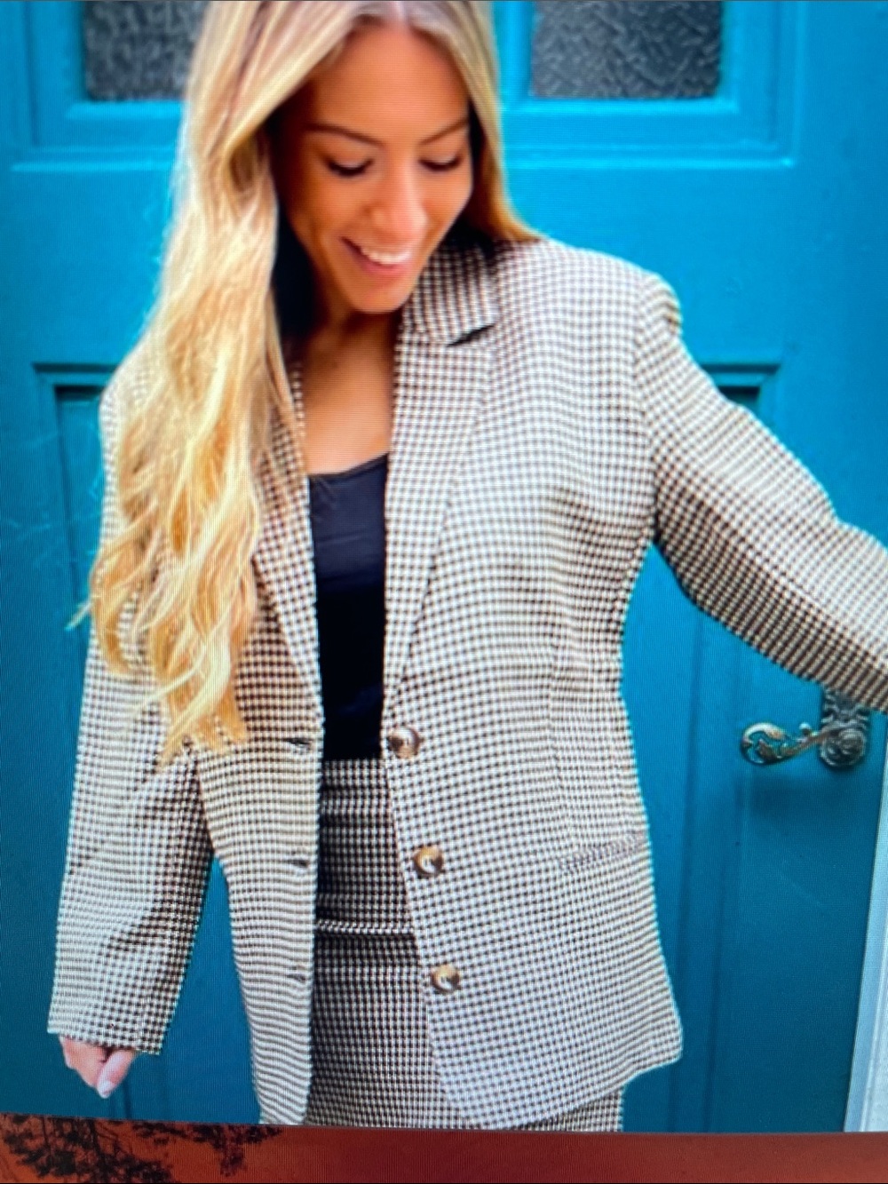 Ichi Ava Houndstooth check Blazer Jacket - Classic Tailored Women's Coat- nwt - Picture 3 of 6